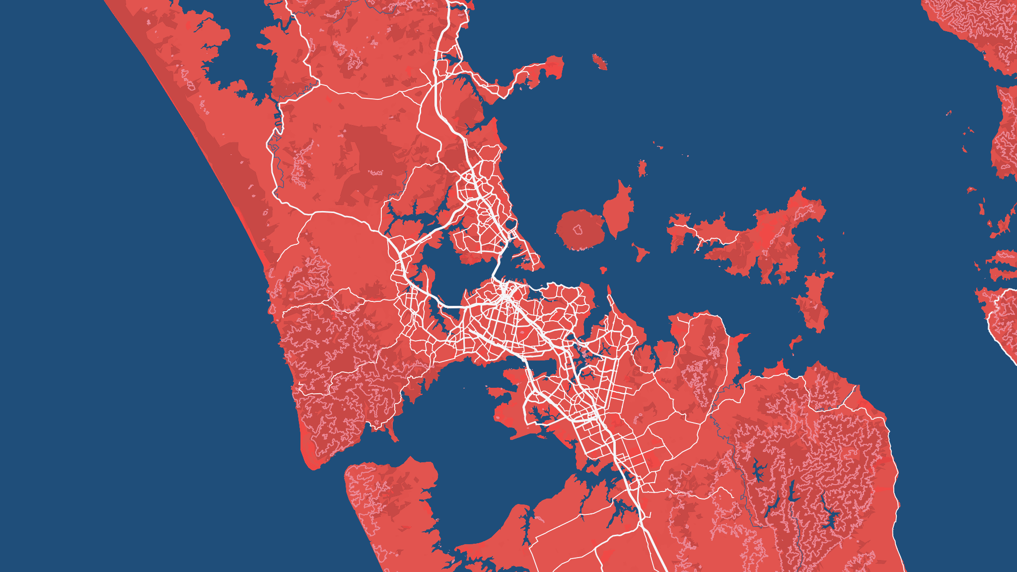Aerial view of Auckland homes and property sites