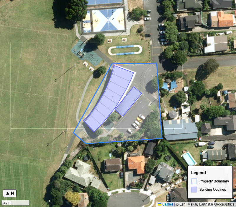Property boundary and building outlines