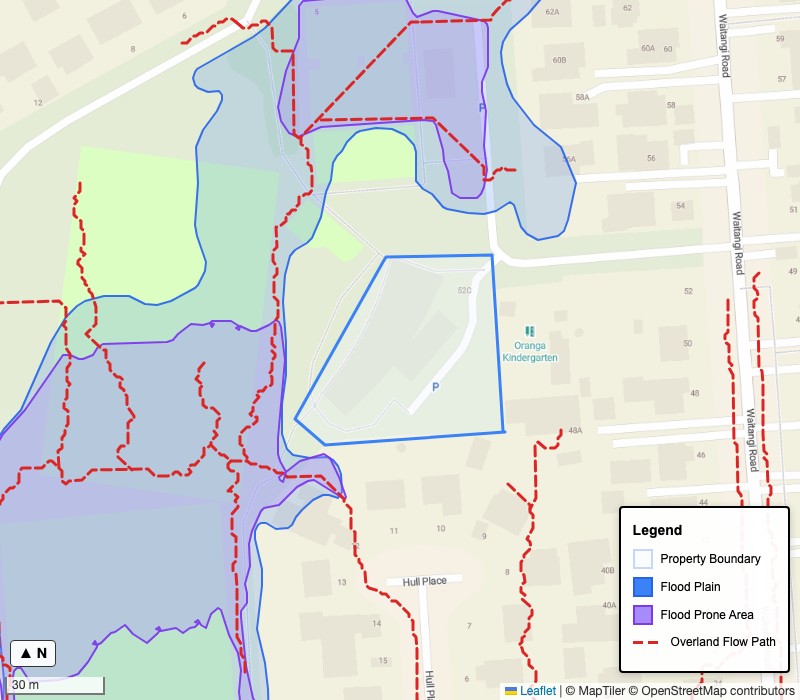 Flood risks and overland flow paths